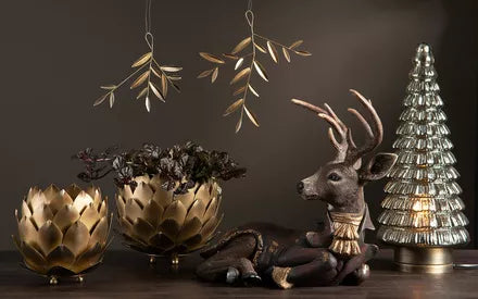 Juldekoration Inomhus Hjort Vilande Poly 39,5x22x35cm