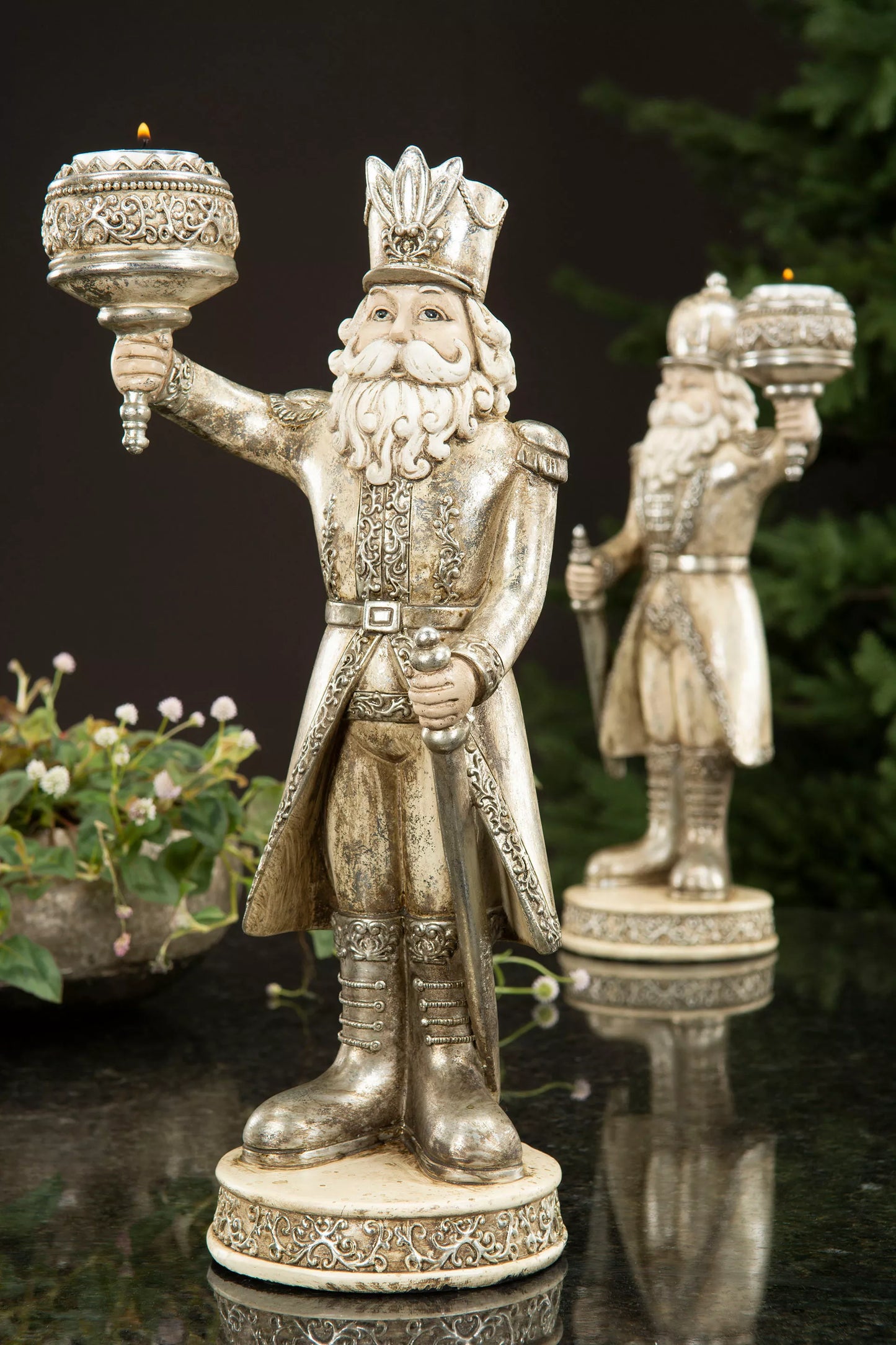 Juldekoration Nötknäppare ljusstake Mix Champagne 35cm 2-pack