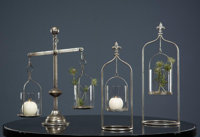 Ljuslykta Vas Stativ Silver 20x50cm HH