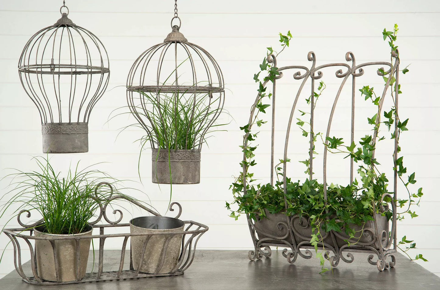 Blomkruka Blomlåda Vägg korg 3-pack Antik HH