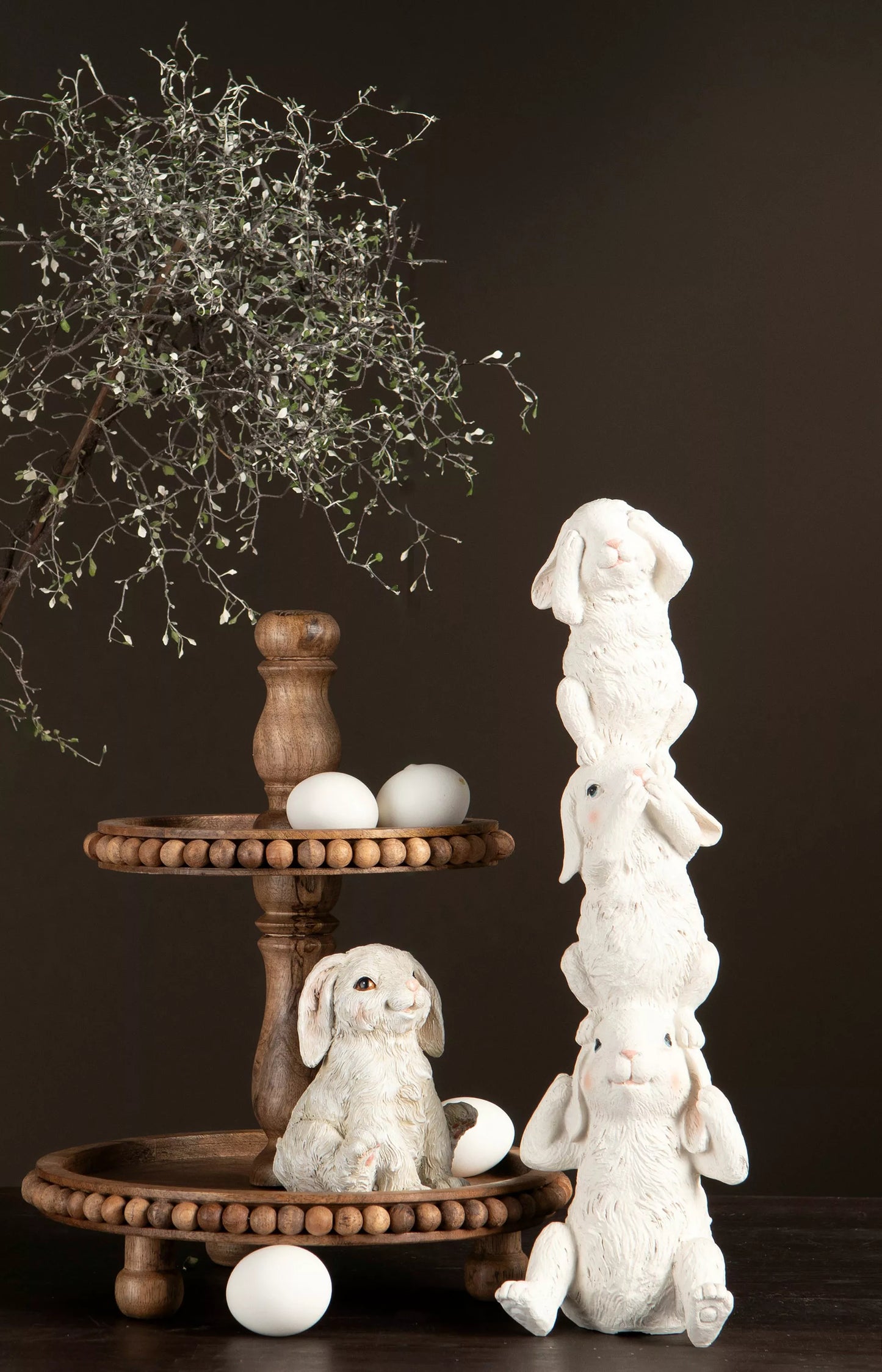 Påskdekoration Kaniner Vit Mix Poly 3-pack