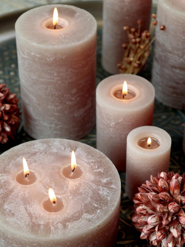 Ljus Macon rustikt Blockljus linne 16 t H8 / Ø5 cm