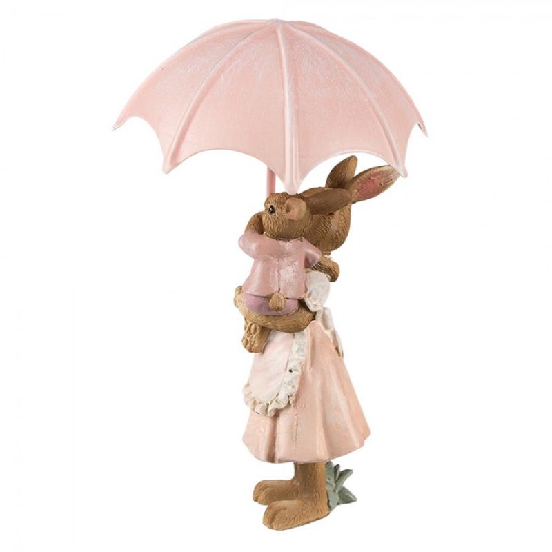 Påskdekoration Kanin 8x5x12 Cm Brun Rosa Polyresin