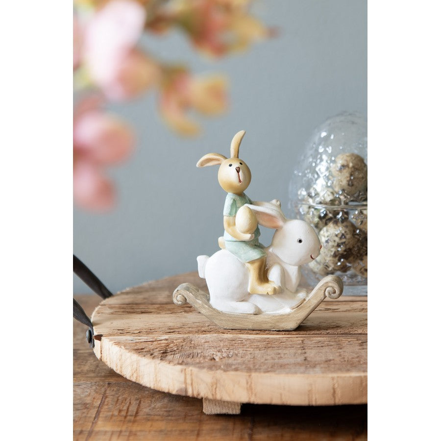 Påskdekoration Kanin 10x4x11 Cm Vit Grön Polyresin