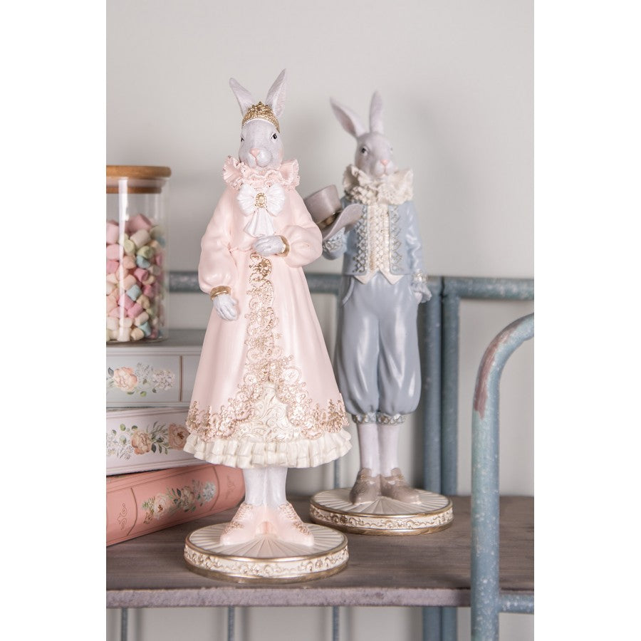 Påskdekoration Kanin 11x11x31 cm Vit Rosa