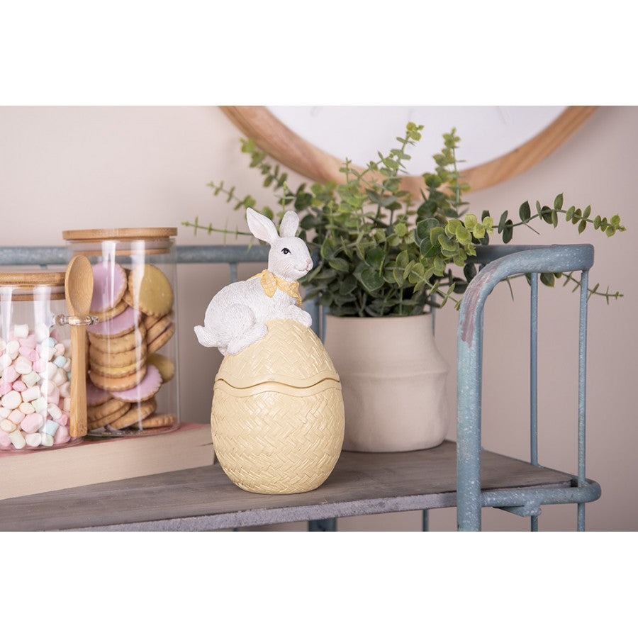Påskdekoration Dekorativ skål Ägg 11x10x20 cm Gul Vit kanin