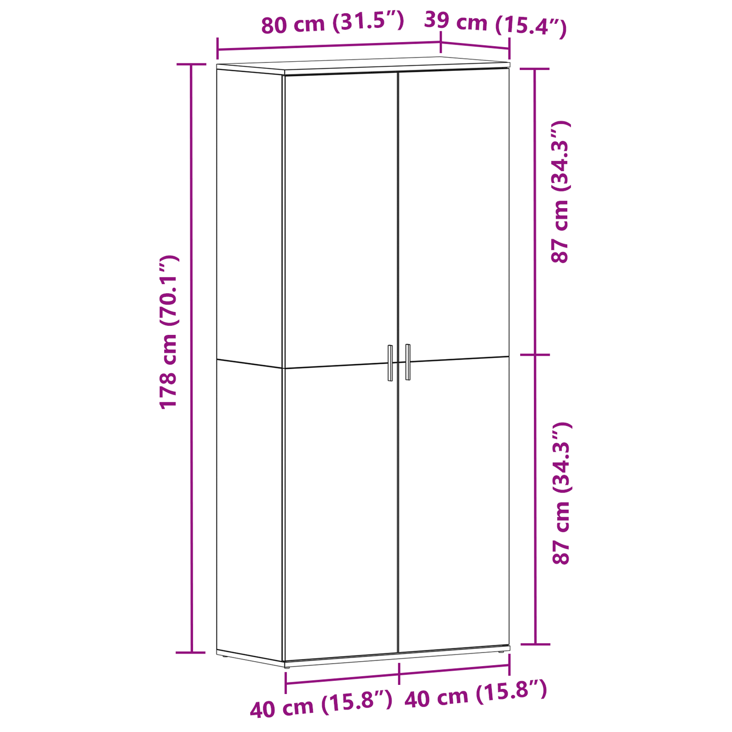 Skoställ Svart Ek Skoskåp 80x39x180 cm