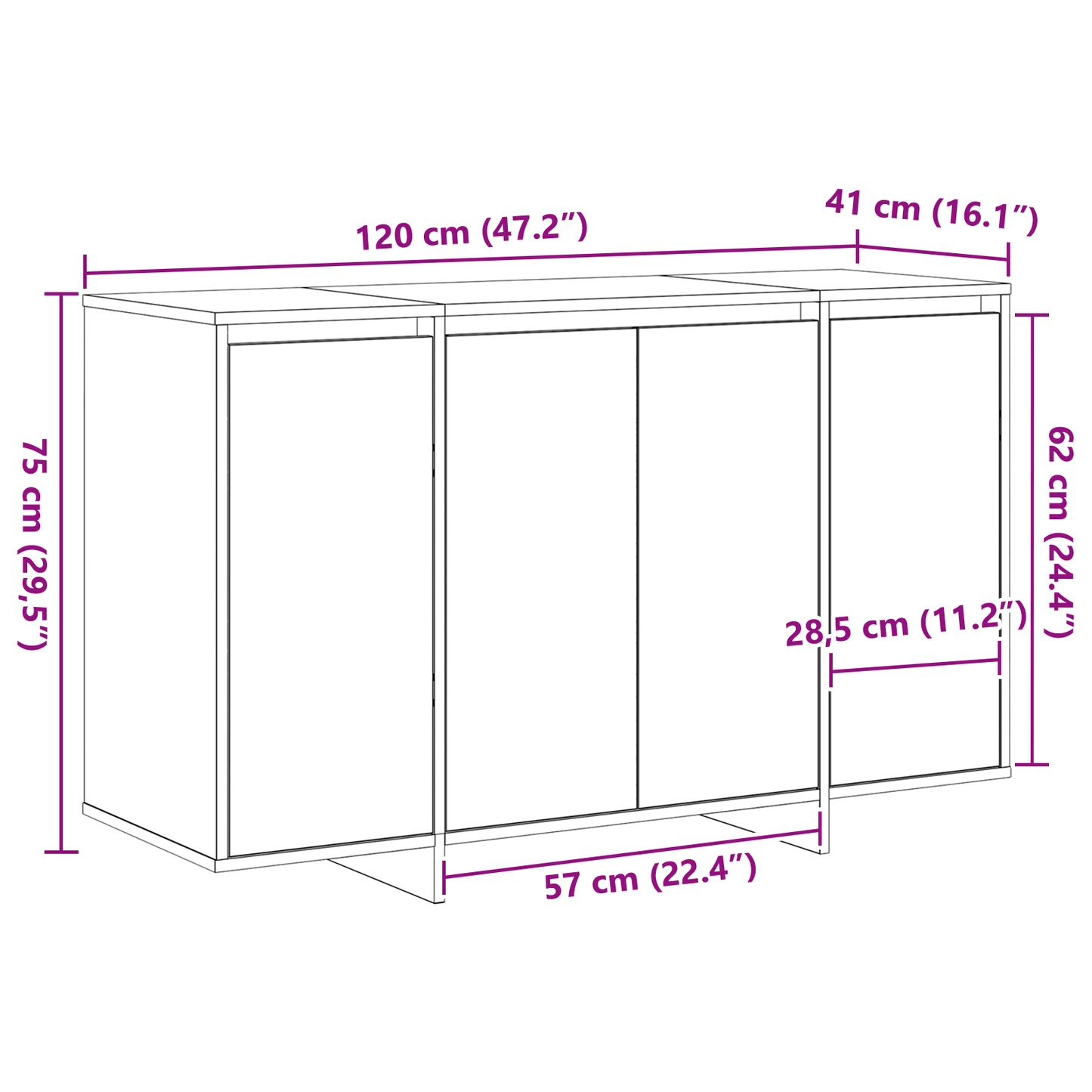 Skänk Rökfärgad Ek 120 x 41 x 75 cm