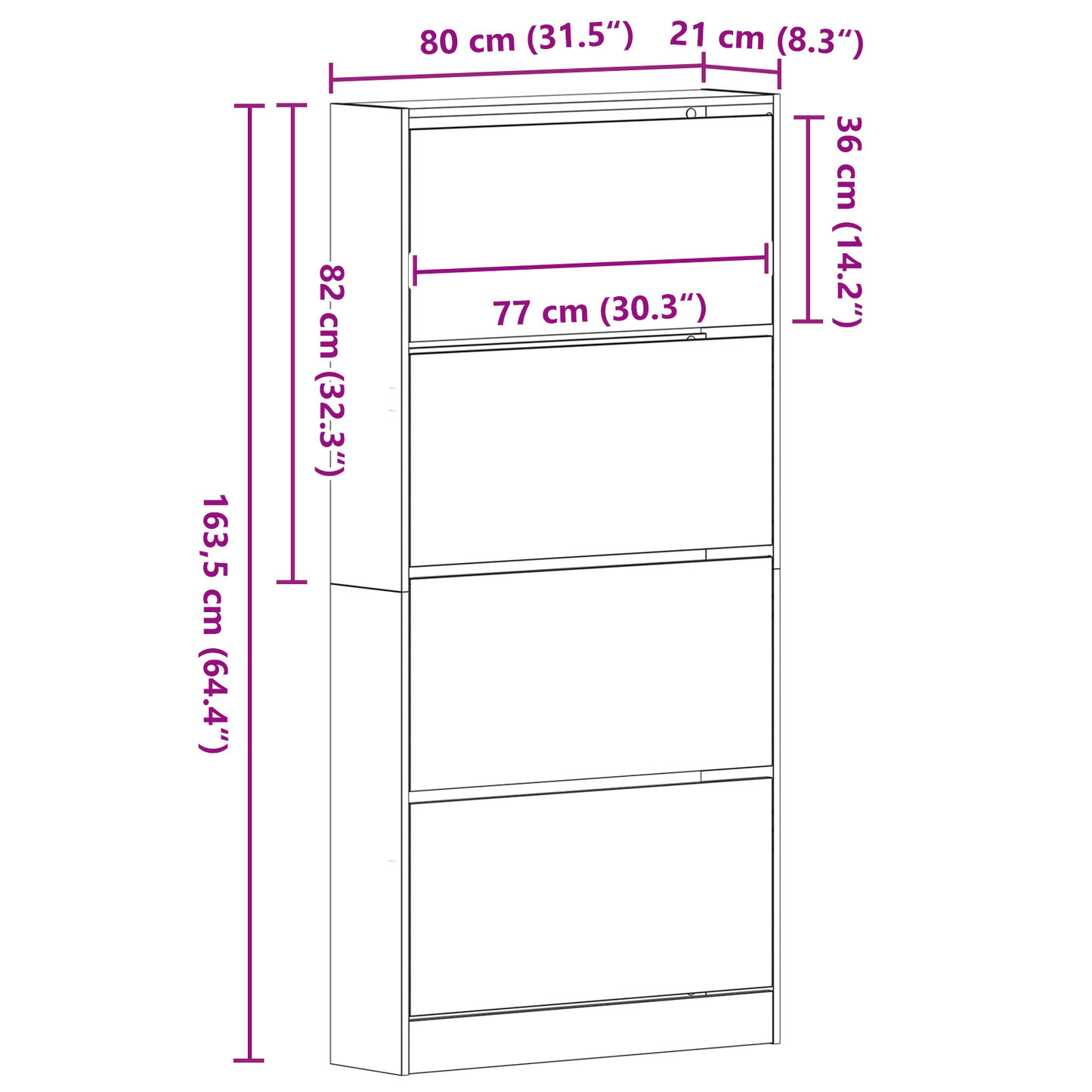 Skoställ Svart Ek 80 x 21 x 163,5 cm