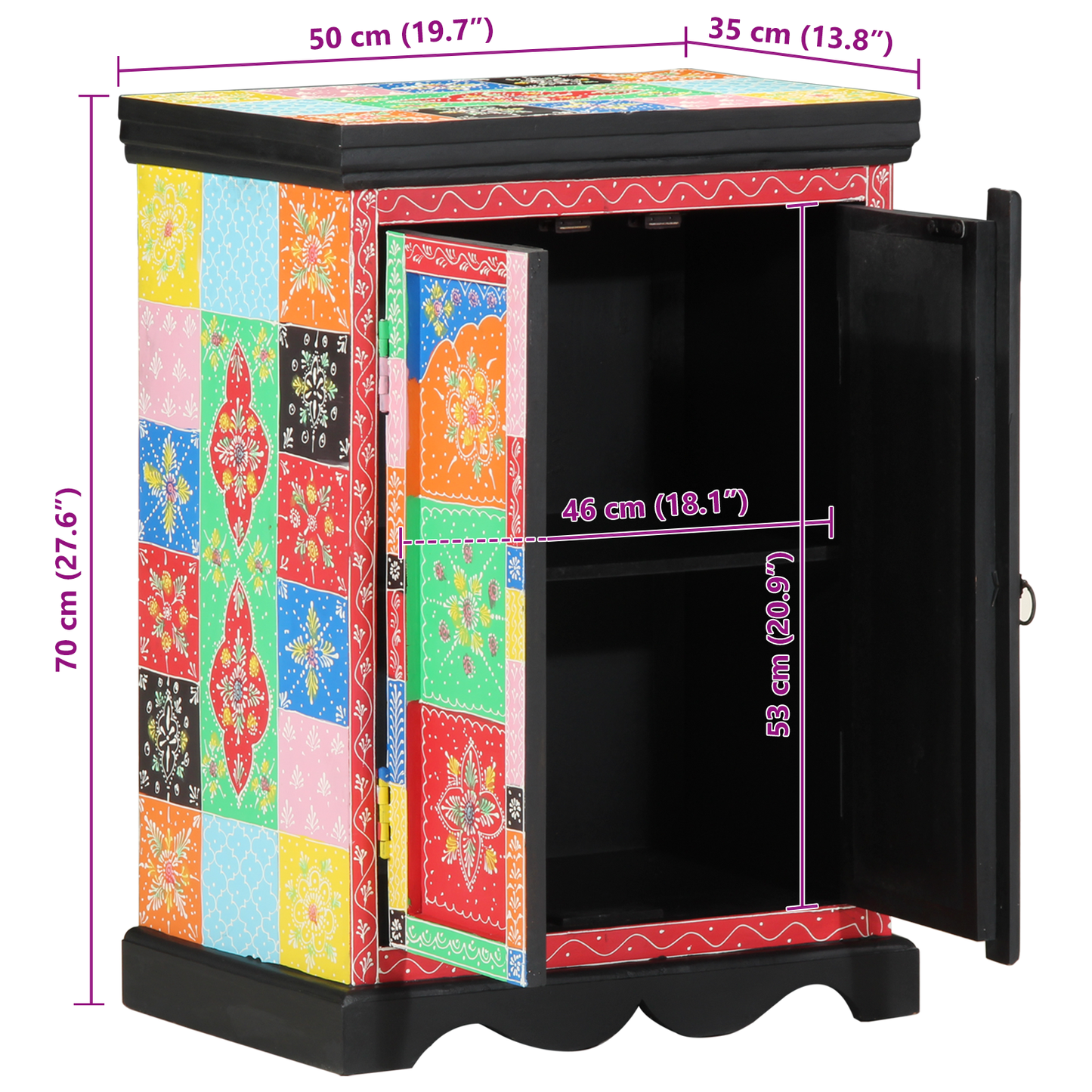 Avlastningsbord Konsollbord Trä Flerfärgat 50x30x75 cm i Massivt Mangoträd