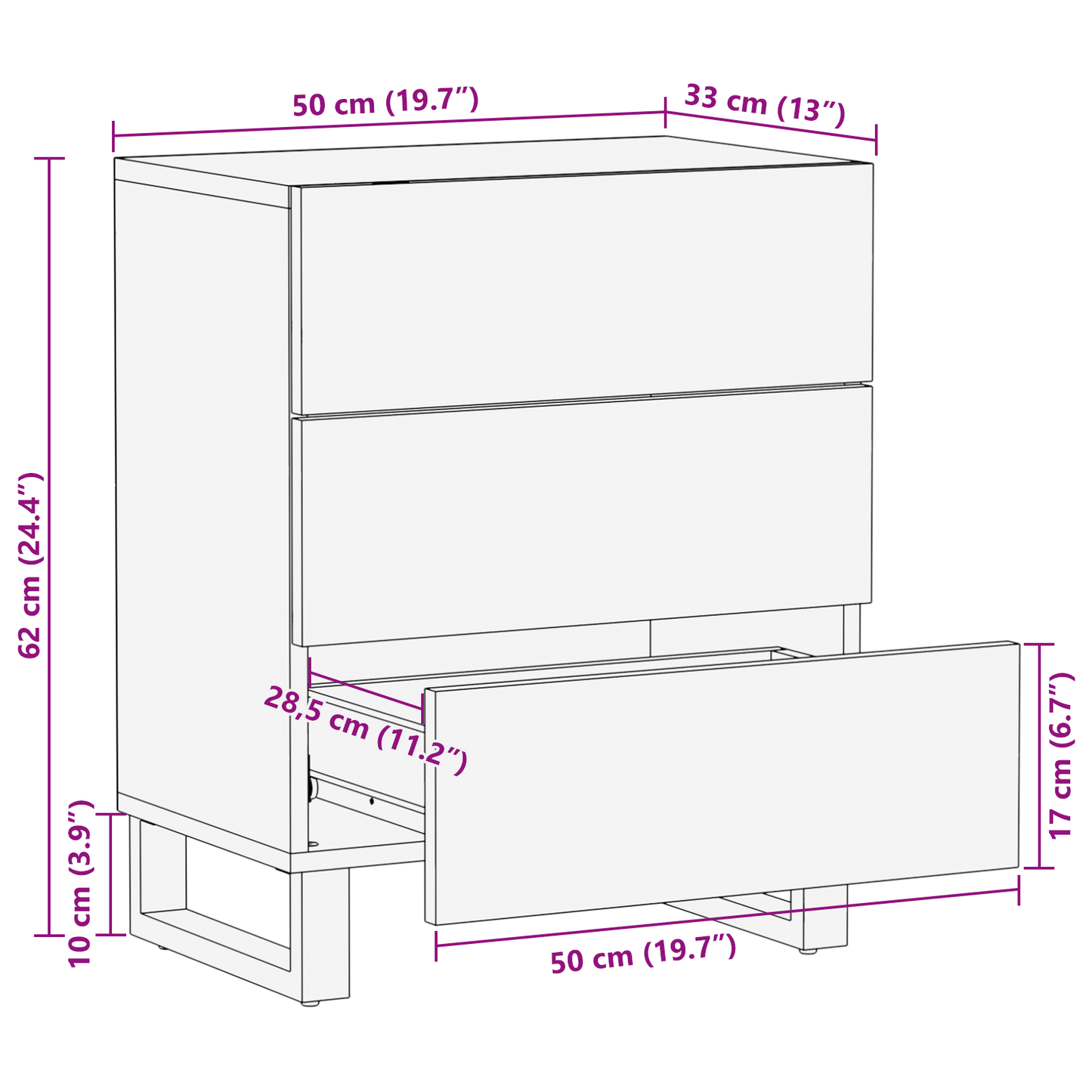 Sängbord Nattduksbord Trä Sängskåp 50x33x60 cm massivt mangoträ