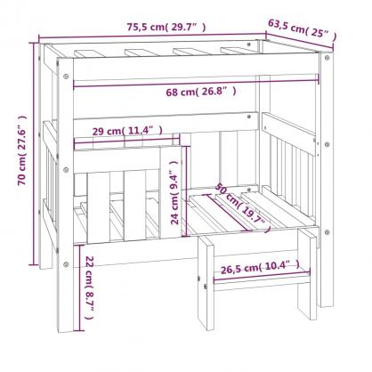 Hundbdd 75,5x63,5x70 cm svart massiv furu , hemmetshjarta.se