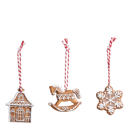 Julgranspynt Pepparkakor fr upphngning set om 3 H6/L5/B0,5 cm , hemmetshjarta.se