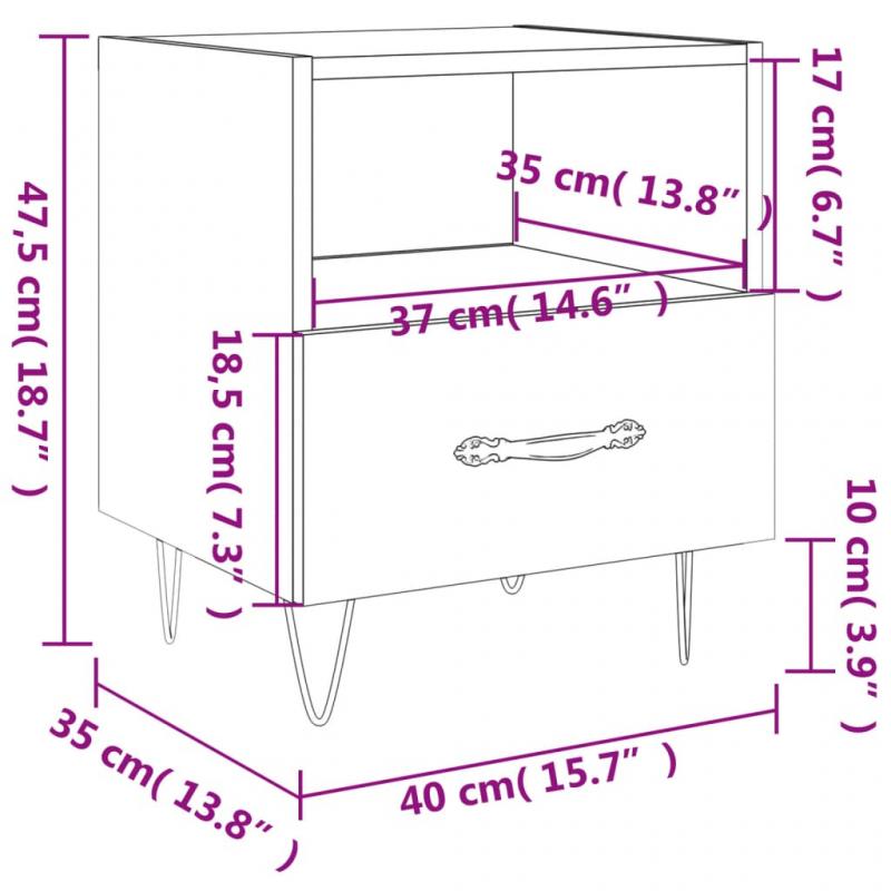 Sngbord Nattduksbord vit hgglans 40x35x47,5 cm , hemmetshjarta.se