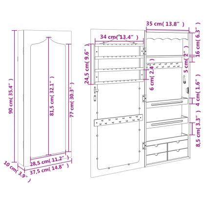 Vggspegel Spegelskp vit Vggmonterad 37,5x10x90 cm , hemmetshjarta.se