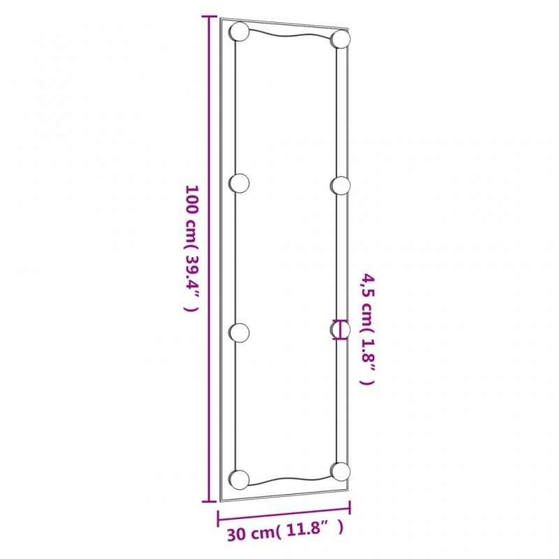 Vggspegel med LED-belysning 30x100 cm glas rektangulr , hemmetshjarta.se