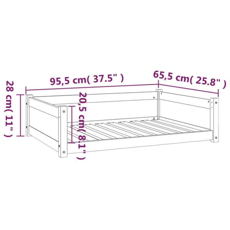 Hundbdd 95,5x65,5x28 cm massiv furu , hemmetshjarta.se