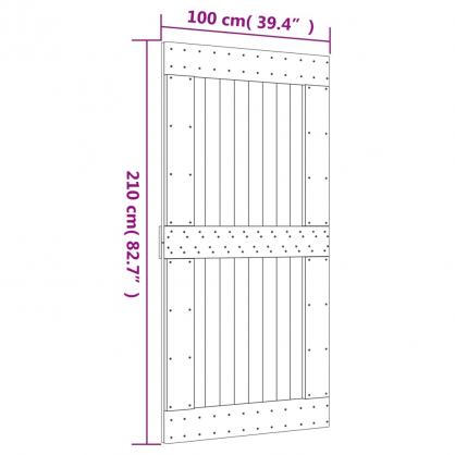 Skjutdrr med beslag 100x210 cm massiv furu svart , hemmetshjarta.se