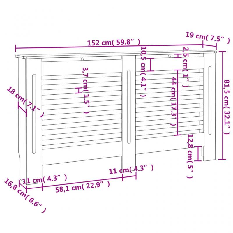 Elementskydd Antracit 152x19x81,5 cm MDF , hemmetshjarta.se