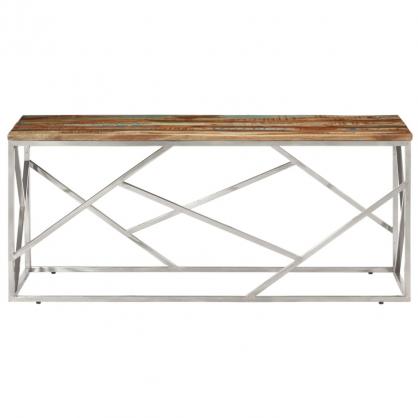 Soffbord rostfritt stl silver och massivt tervunnet tr 110x45x45 cm , hemmetshjarta.se