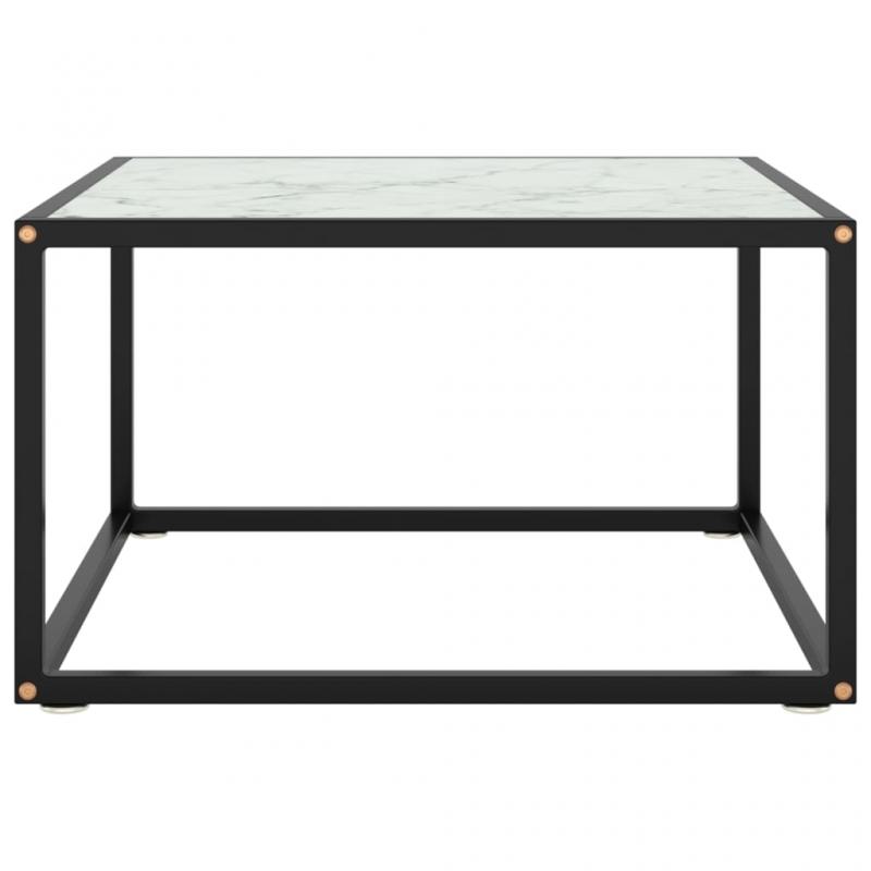 Soffbord hrdat glas svart vit marmor glas 60x60x35 cm , hemmetshjarta.se