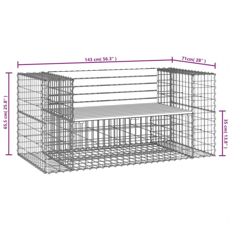 Trdgrdsbnk gabion-design 143x71x65,5 cm massivt douglastr , hemmetshjarta.se