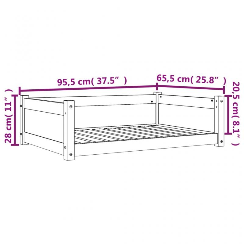 Hundbdd 95,5x65,5x28 cm vaxbrun massiv furu , hemmetshjarta.se