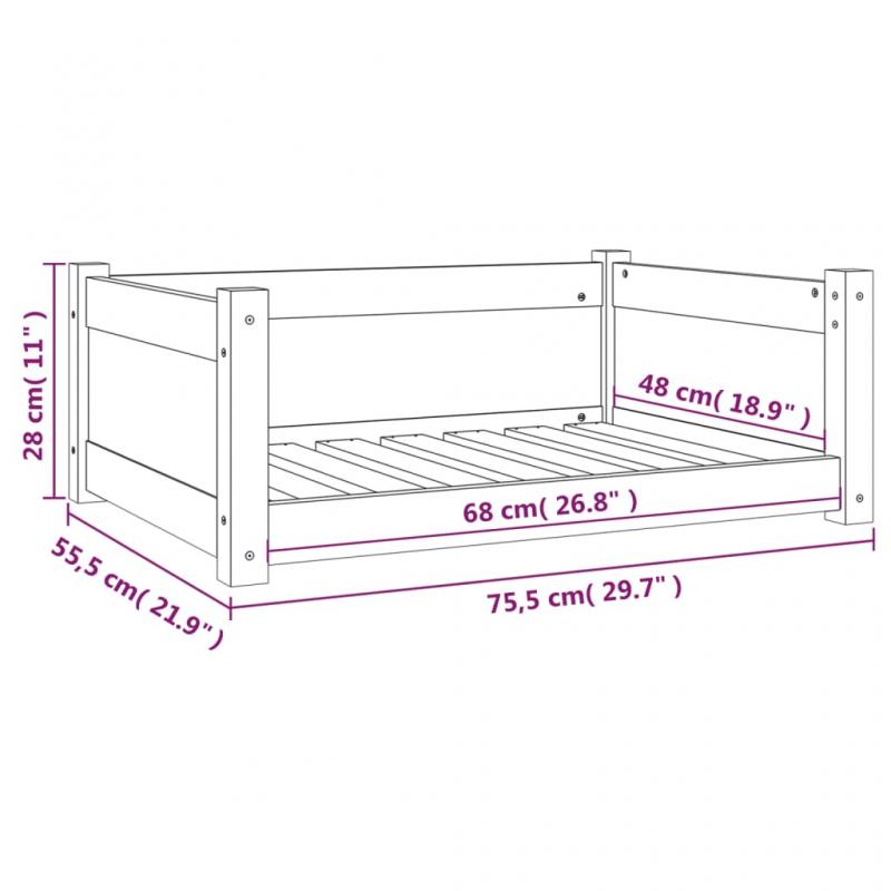 Hundbdd 75,5x55,5x28 cm honungsbrun massiv furu , hemmetshjarta.se