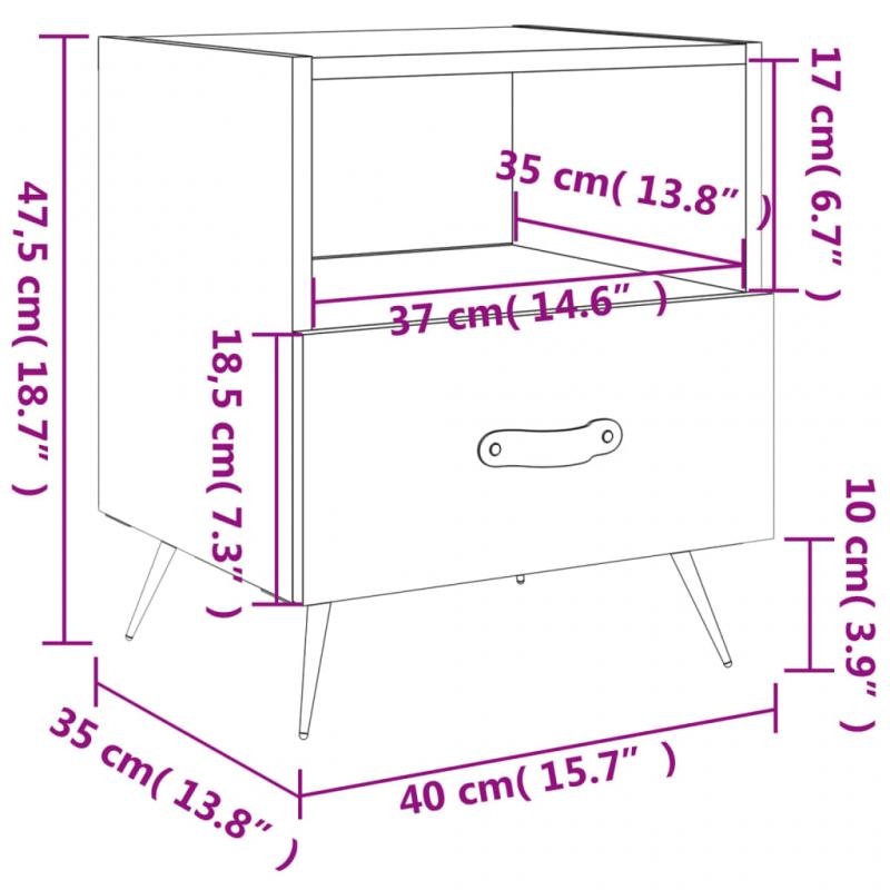 Sngbord Nattduksbord vit hgglans 40x35x47,5 cm , hemmetshjarta.se