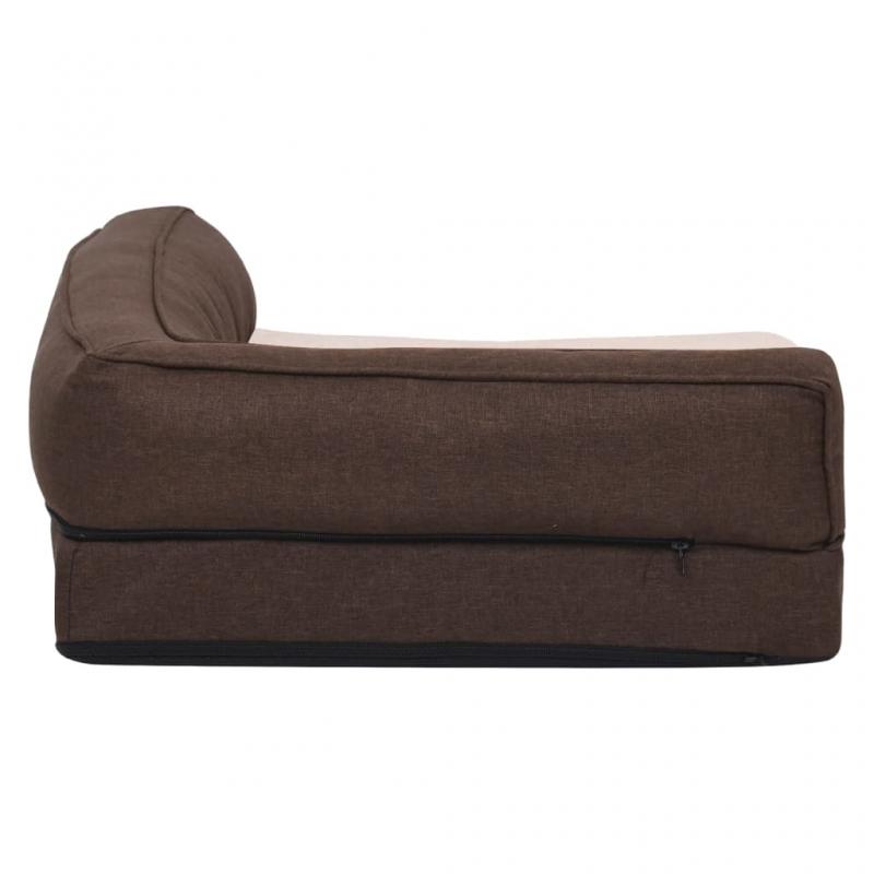 Ergonomisk hundbdd hundmadrass 60x42 cm linnelook fleece brun , hemmetshjarta.se