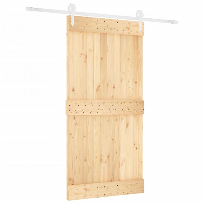 Skjutdrr med beslag 100x210 cm massiv furu vit , hemmetshjarta.se