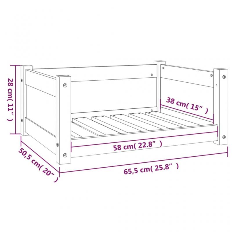 Hundbdd 65,5x50,5x28 cm svart cm massiv furu , hemmetshjarta.se