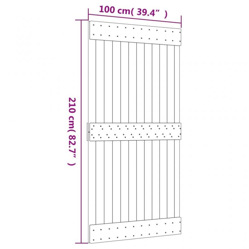 Skjutdrr med beslag 100x210 cm massiv furu vit , hemmetshjarta.se