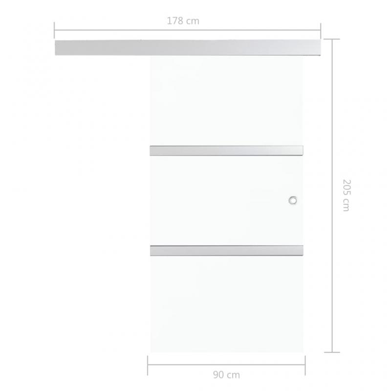 Skjutdrr ESG-glas och aluminium 90x205 cm silver , hemmetshjarta.se