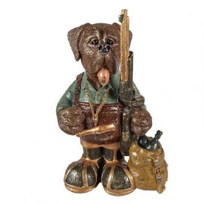 Dekoration Figur Djur Hund 20x13x32 Cm Brun Grn Polyresin , hemmetshjarta.se