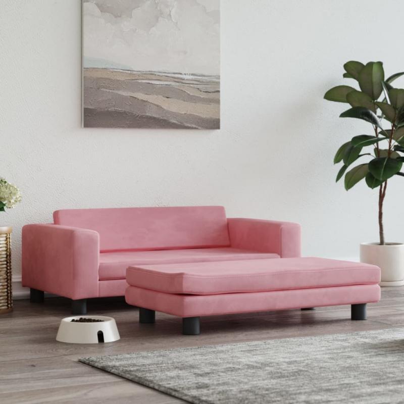 Hundbdd sammet med frlngning 100x50x30 cm rosa , hemmetshjarta.se