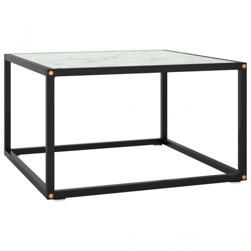 Soffbord hrdat glas svart vit marmor glas 60x60x35 cm , hemmetshjarta.se