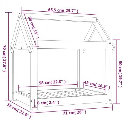 Hundbdd 71x55x70 cm vit massiv furu , hemmetshjarta.se