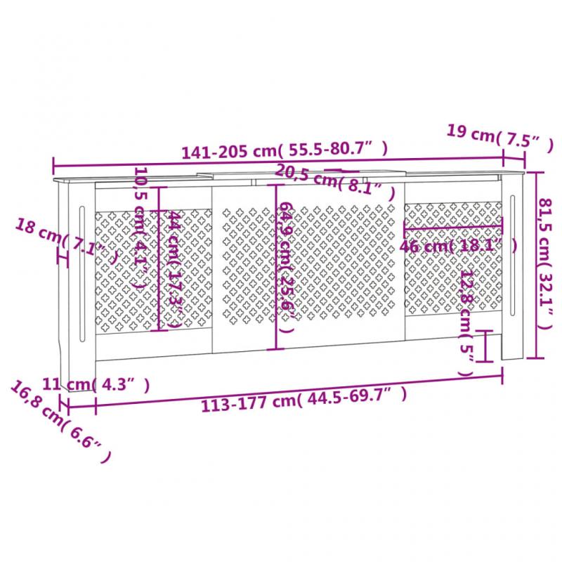 Elementskydd Svart 142-205x20,5x81,5 cm MDF , hemmetshjarta.se