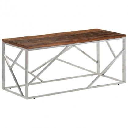 Soffbord rostfritt stl silver och massivt tr 110x45x45 cm , hemmetshjarta.se