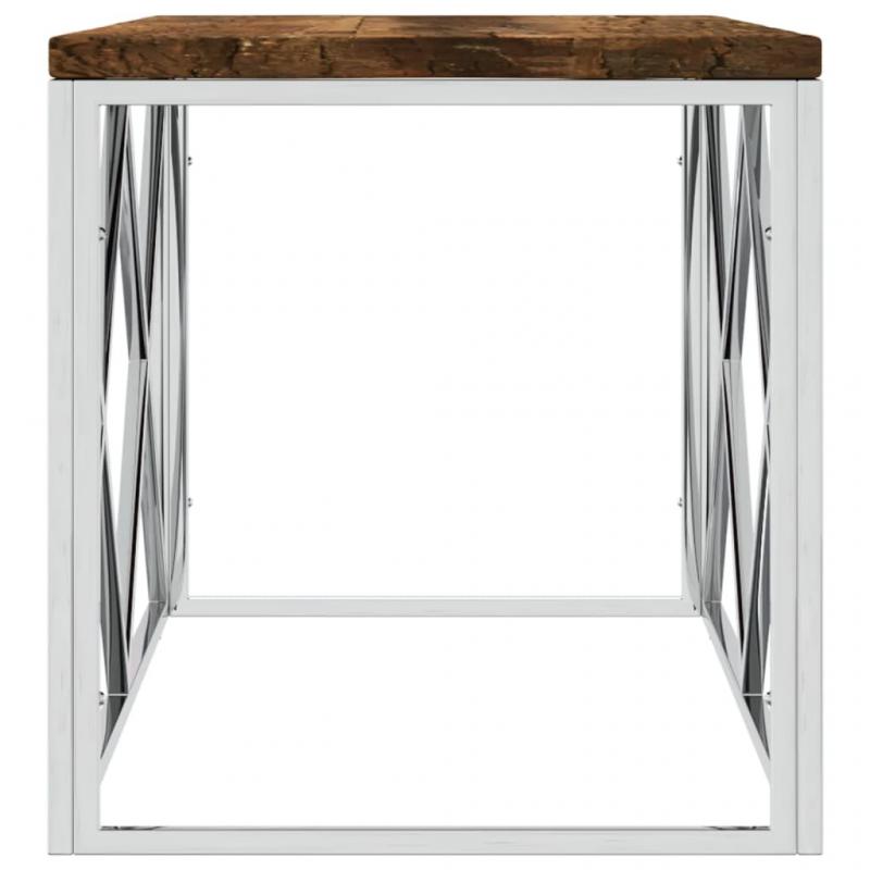 Soffbord rostfritt stl silver och massivt tervunnet tr 110x45x45 cm , hemmetshjarta.se