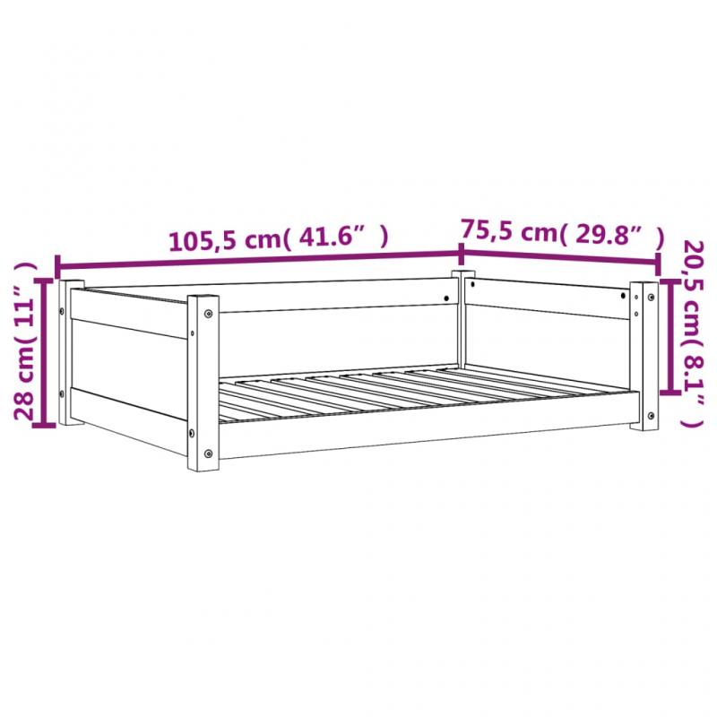 Hundbdd 105,5x75,5x28 cm brun massiv furu , hemmetshjarta.se