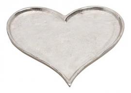 Dekorativ Bricka Metall Silver Hjärta (B/H/D) 27x26x1cm , hemmetshjarta.se