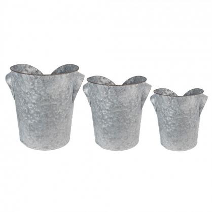 Utomhus Blomstllning Vxthllare 3-pack  25x28 Cm Gr Metallplanterare , hemmetshjarta.se