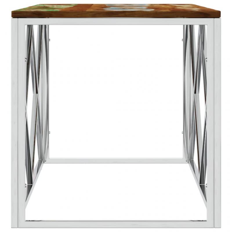 Soffbord rostfritt stl silver och massivt tervunnet tr 110x45x45 cm , hemmetshjarta.se