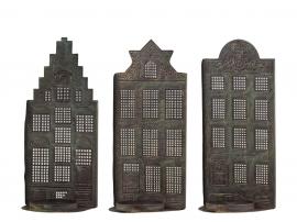 Ljusstake Ljushållare Stad hus 3-pack H27/L12/B12,5 cm antik mässing , hemmetshjarta.se