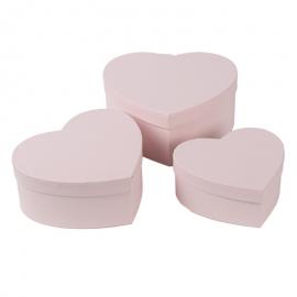 Förvaringslåda 3-pack 28x26x14 cm Rosa Kartong Hjärtformad , hemmetshjarta.se