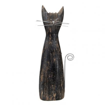 Dekoration Figur Djur Katt 31 Cm Svart tr , hemmetshjarta.se