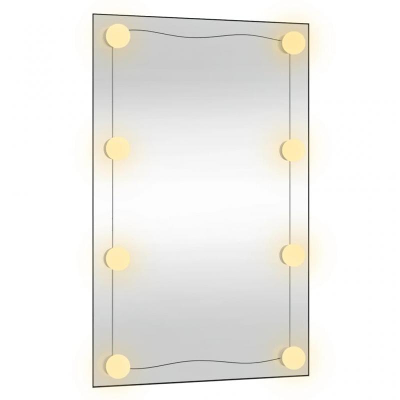 Vggspegel med LED-belysning 40x60 cm glas rektangulr , hemmetshjarta.se