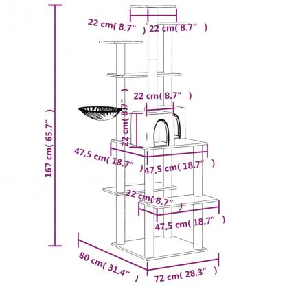 Kattmbel Klstrd med sisalpelare mrkgr 167 cm , hemmetshjarta.se